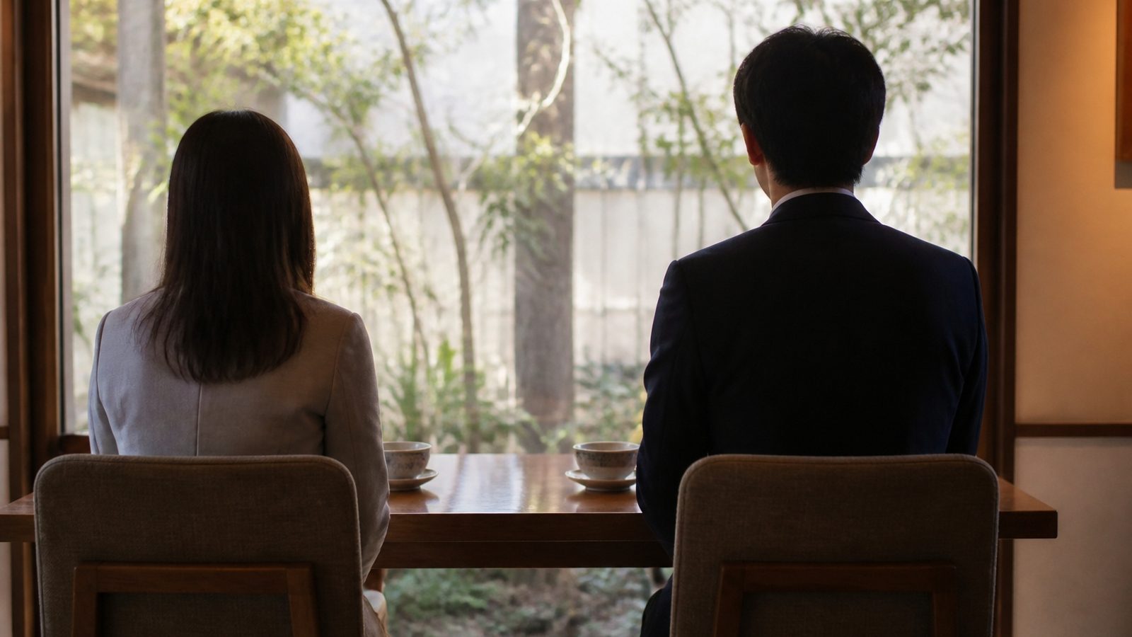 明るい個室で、相談者の話に耳を傾けるカウンセラー